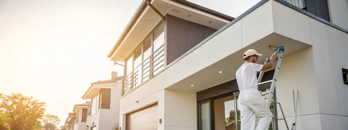 Tradesperson painting a modern Perth home